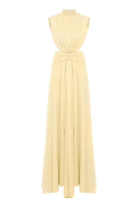 Virgo Gown in Butter Yellow Crinkle Chiffon