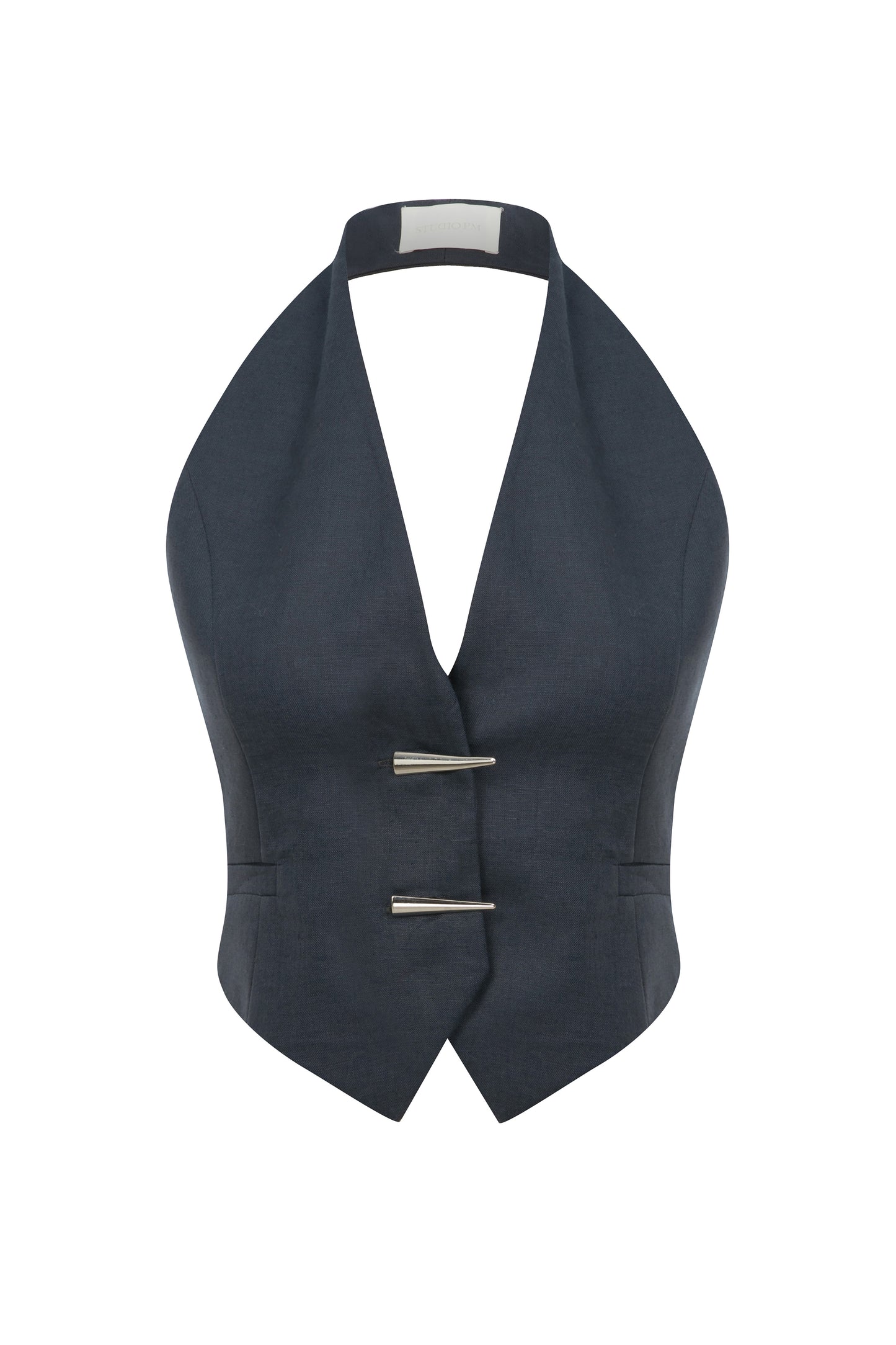 Evy Linen Vest in Navy