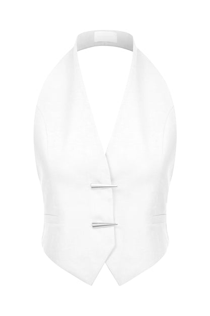 Evy Linen Vest in White