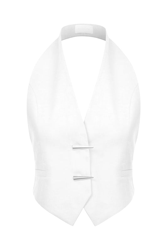 Evy Linen Vest in White