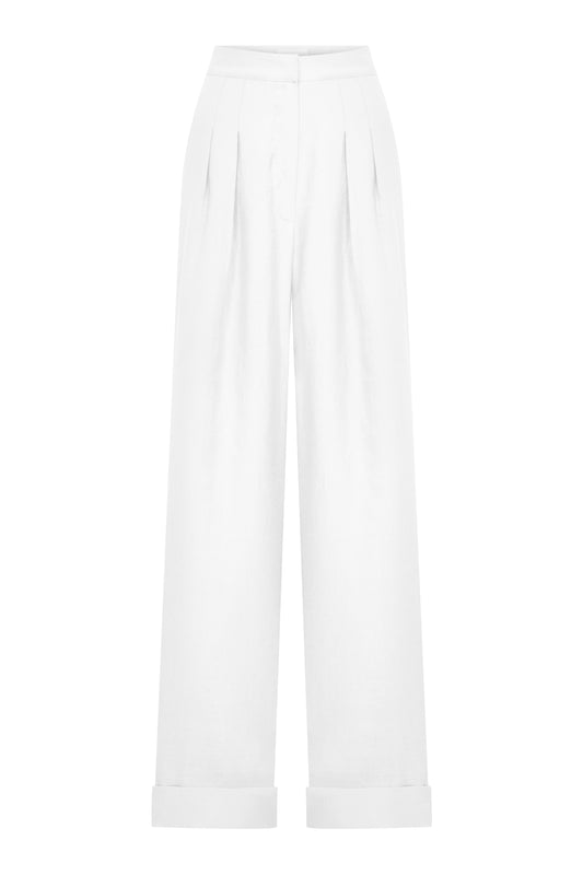 Tina Linen Trousers in White