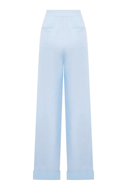 Tina Linen Trousers in Ice Blue