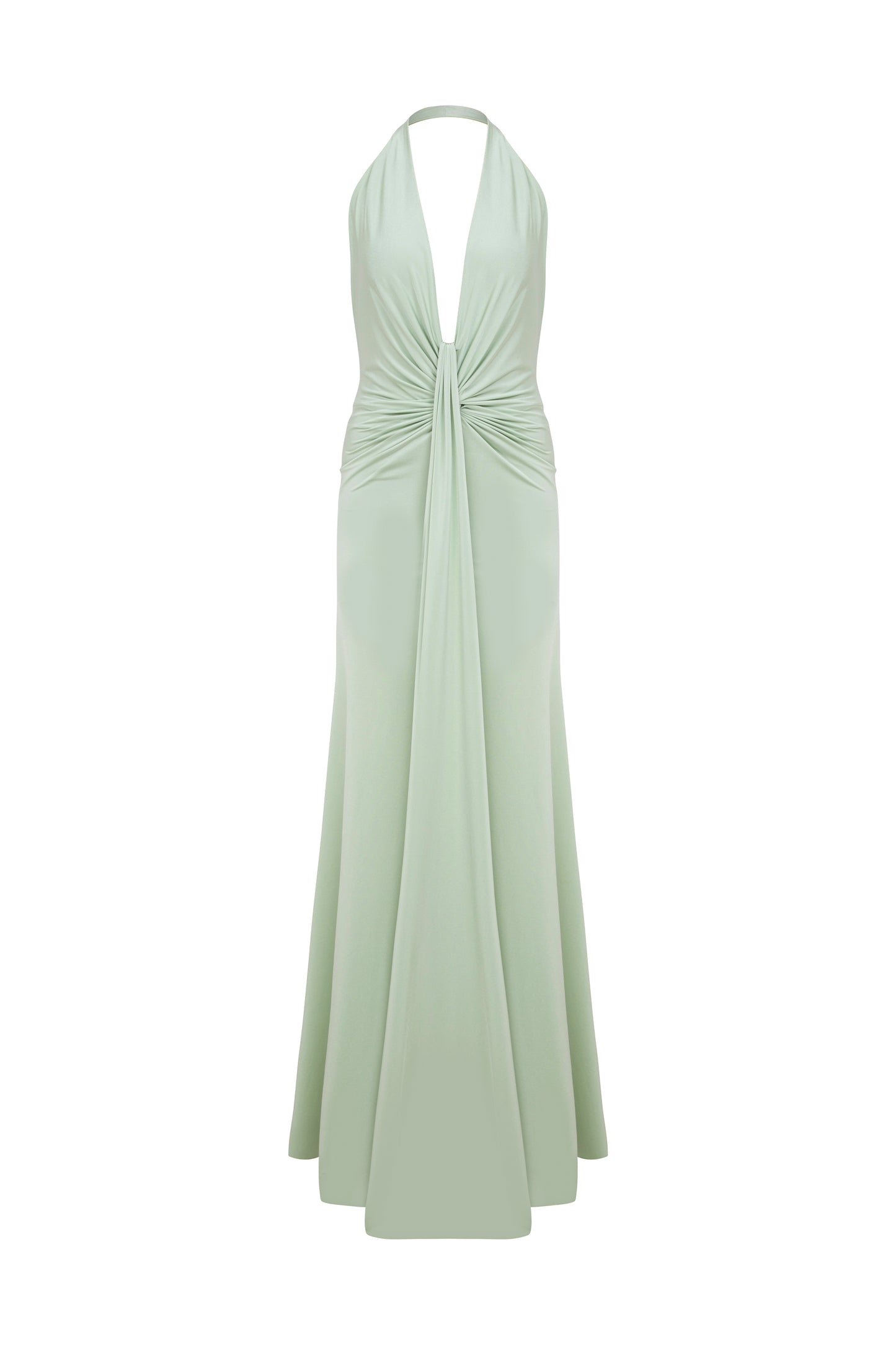 Karlie Deep V Neck Gown in Mint Green