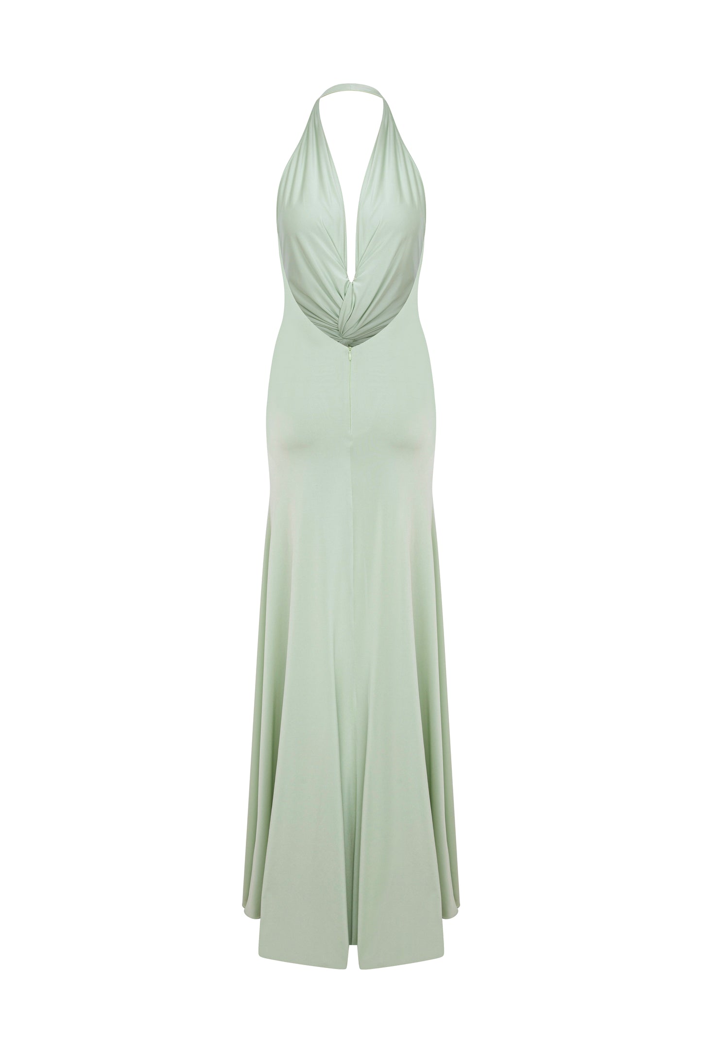 Karlie Deep V Neck Gown in Mint Green